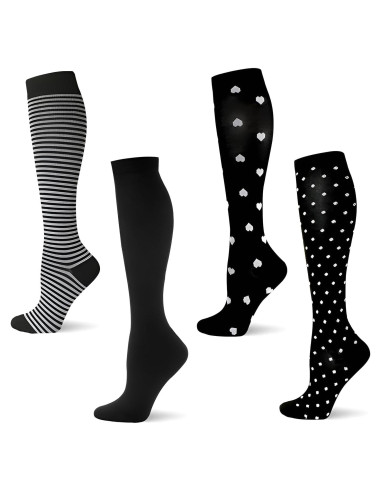 Paquete de 4 calcetines de compresión Wshxjzyay 15-20 mmHg