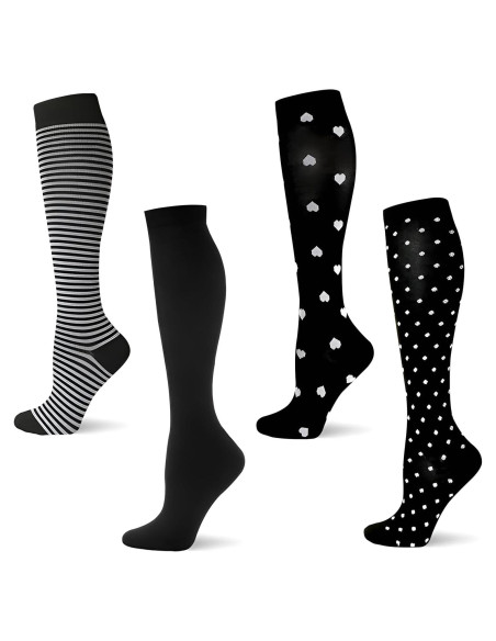 Paquete de 4 calcetines de compresión Wshxjzyay 15-20 mmHg