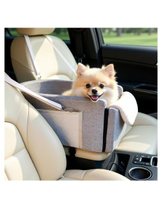 Asiento de Coche para Perros Pequeños LUMIES 48.3x25.4cm Gris