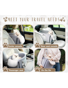 Asiento de Coche para Perros Pequeños LUMIES 48.3x25.4cm Gris 2