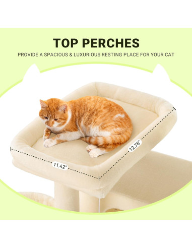 Árbol para Gatos Allewie 162 cm Beige con 2 Condominios y Rascadores