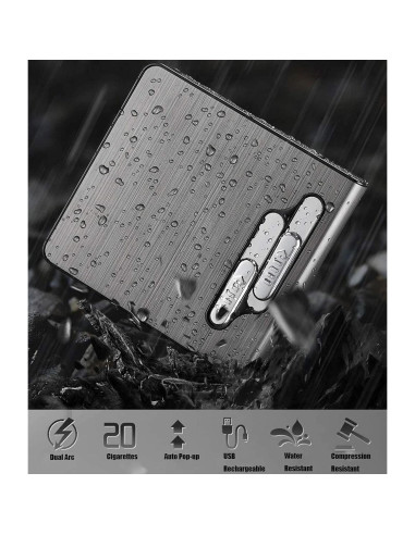 Estuche para Cigarrillos con Encendedor Doble Arco USB KKKC