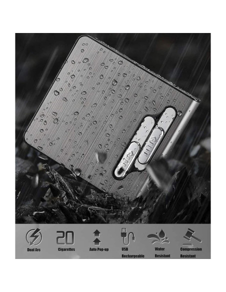 Estuche para Cigarrillos con Encendedor Doble Arco USB KKKC