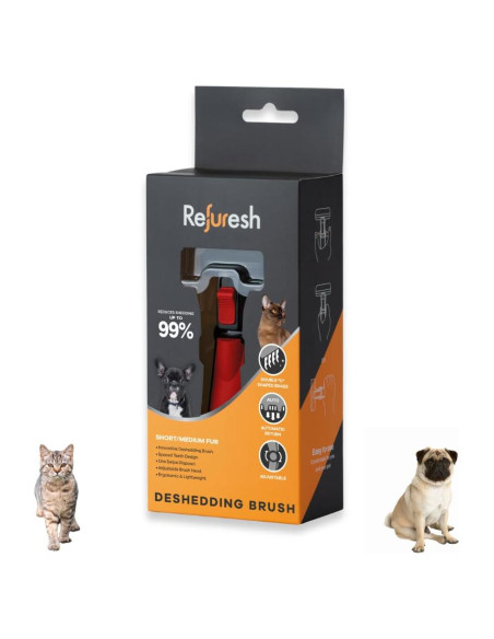 Cepillo Deshedding Refuresh para Perros y Gatos Pequeño Rojo
