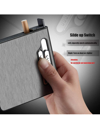 Estuche para Cigarrillos con Encendedor Doble Arco USB KKKC