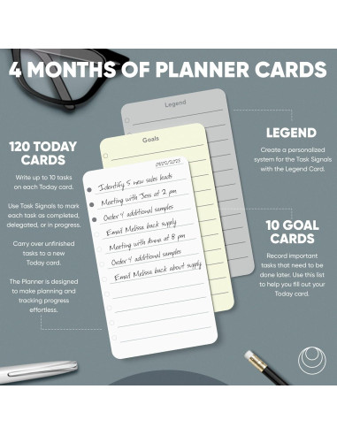 Planificador Diario Sin Fecha Mind Design - 120 Tarjetas 3x5 cm