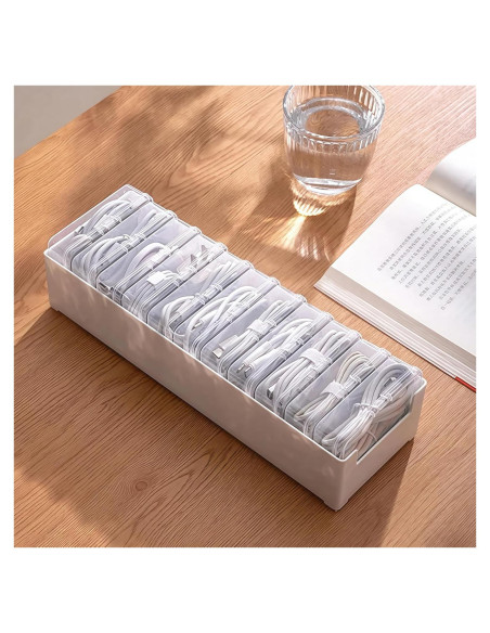 Caja Organizadora de Cables 11 Compartimentos Plástico Blanco