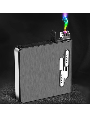 Estuche para Cigarrillos con Encendedor Doble Arco USB KKKC