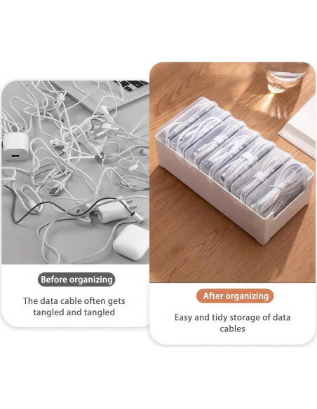 Caja Organizadora de Cables 11 Compartimentos Plástico Blanco