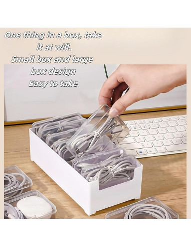 Caja Organizadora de Cables 11 Compartimentos Plástico Blanco