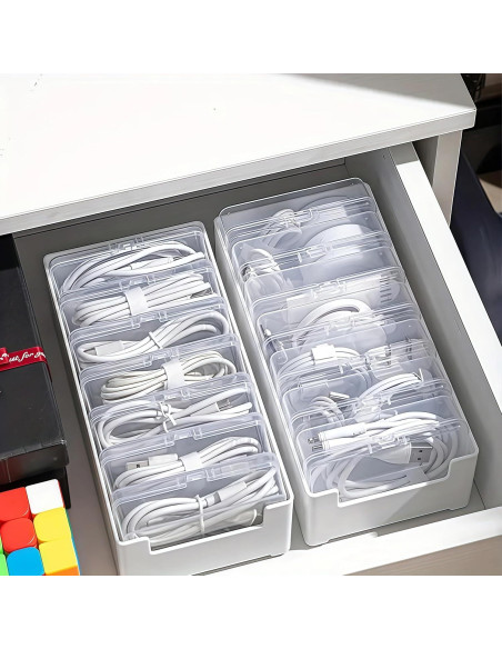 Caja Organizadora de Cables 11 Compartimentos Plástico Blanco