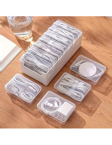 Caja Organizadora de Cables 11 Compartimentos Plástico Blanco