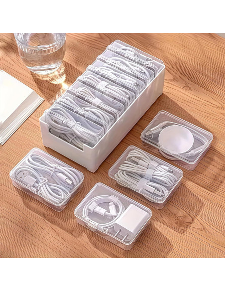 Caja Organizadora de Cables 11 Compartimentos Plástico Blanco