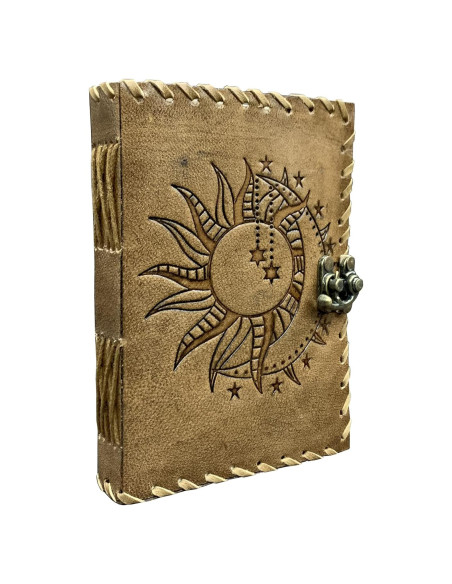 Diario de Piel Vintage CREATIVE LEATHER ART Sol y Luna 240 Páginas Diario de Piel Vintage CREATIVE LEATHER ART Sol y Luna 240 Páginas