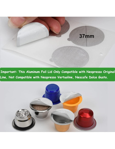 100 Tapas de Aluminio PHMEZLF para Cápsulas Nespresso 37mm