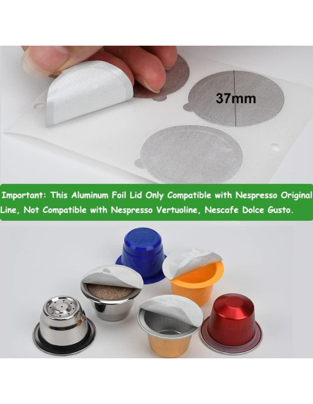 100 Tapas de Aluminio PHMEZLF para Cápsulas Nespresso 37mm