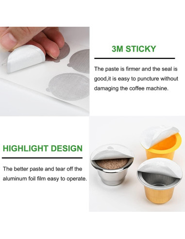 100 Tapas de Aluminio PHMEZLF para Cápsulas Nespresso 37mm