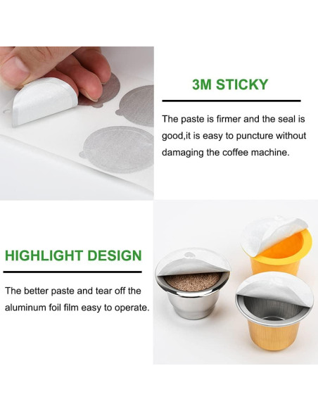 100 Tapas de Aluminio PHMEZLF para Cápsulas Nespresso 37mm