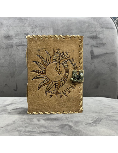 Diario de Piel Vintage CREATIVE LEATHER ART Sol y Luna 240 Páginas Diario de Piel Vintage CREATIVE LEATHER ART Sol y Luna 240 Páginas