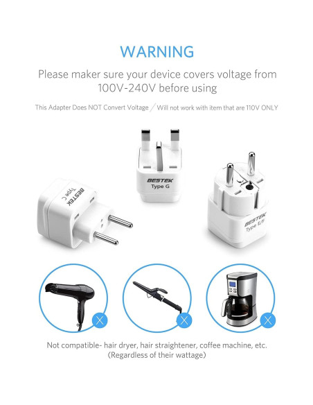 Adaptador de Enchufe Universal BESTEK 8 en 1 para Viaje