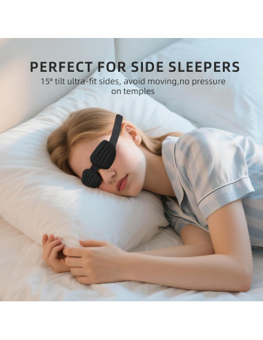 Máscara de Sueño 3D Fismool Negra para Dormir Sin Luz