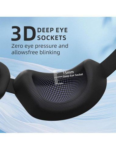 Máscara de Sueño 3D Fismool Negra para Dormir Sin Luz