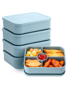 Paquete de 4 cajas Bento de silicona Jingmore 5 compartimentos