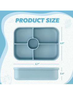 Paquete de 4 cajas Bento de silicona Jingmore 5 compartimentos 2