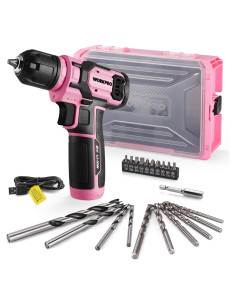 Taladro Inalámbrico WORKPRO 8V Rosa con Accesorios y Caja