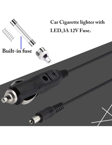 Adaptador Cargador 12V zdyCGTime con Conector 2.1mm y Fusible