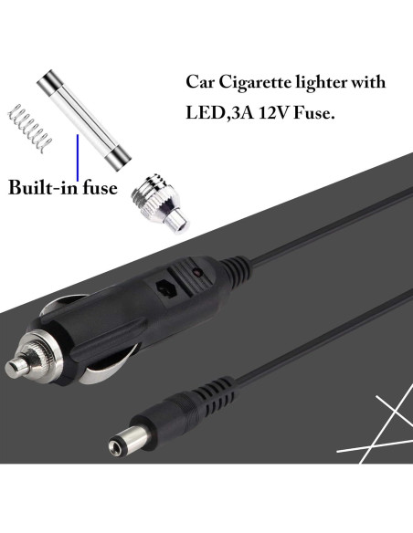 Adaptador Cargador 12V zdyCGTime con Conector 2.1mm y Fusible