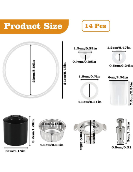 14 Piezas Accesorios para Olla a Presión JIEYU 5-6 Qt
