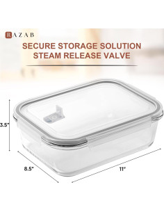 Contenedor de Almacenamiento de Vidrio 2700ml Razab - A Prueba de Fugas 2