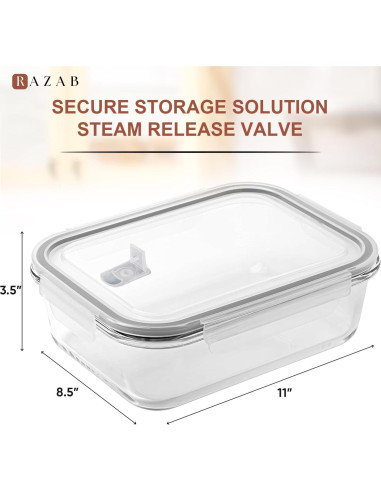 Contenedor de Almacenamiento de Vidrio 2700ml Razab - A Prueba de Fugas