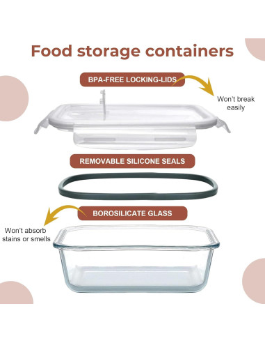 Contenedor de Almacenamiento de Vidrio 2700ml Razab - A Prueba de Fugas