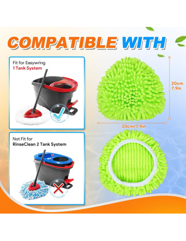 Paquete de 4 almohadillas de mopa O-Cedar Easy Wring verdes