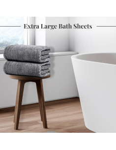 Paquete de 2 Toallas de Baño 89x178 cm Algodón Tens Towels Gris 2
