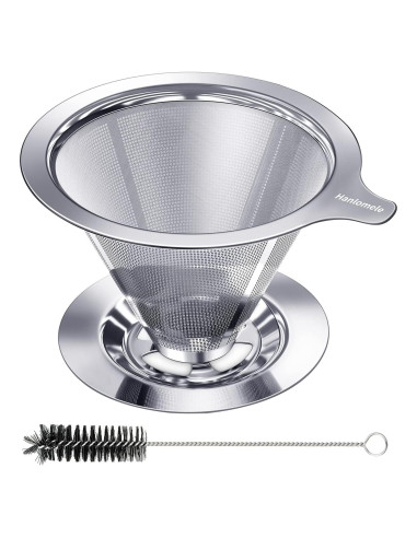 Goteador de Café Hanlomele Acero Inoxidable 1-2 Taza Doble Malla