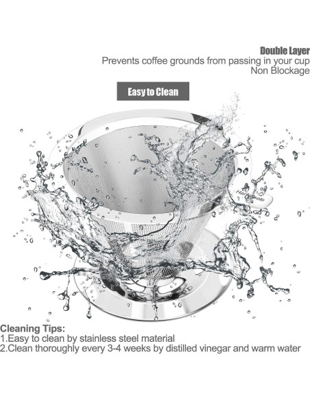 Goteador de Café Hanlomele Acero Inoxidable 1-2 Taza Doble Malla