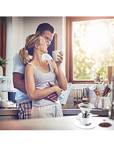 Goteador de Café Hanlomele Acero Inoxidable 1-2 Taza Doble Malla