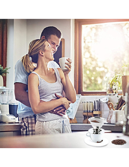 Goteador de Café Hanlomele Acero Inoxidable 1-2 Taza Doble Malla