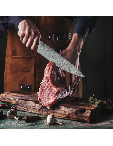 Cuchillo de Chef 20.32 cm Damasco Genérico Mango Pakka