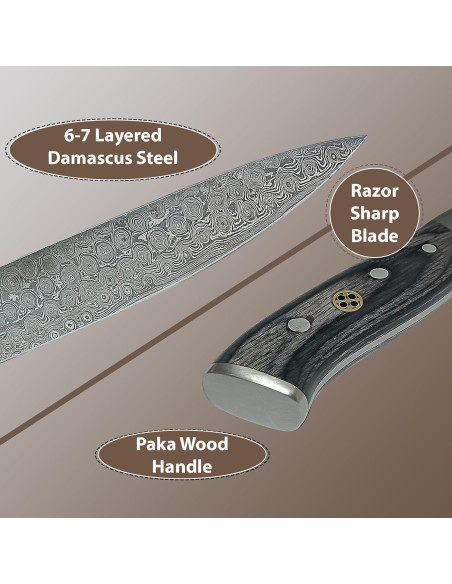 Cuchillo de Chef 20.32 cm Damasco Genérico Mango Pakka