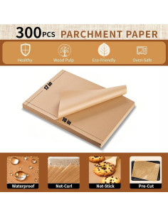 Papel para Hornear VEADOOLLY 300 Hojas 30.5x40.6 cm Anti-adherente 2