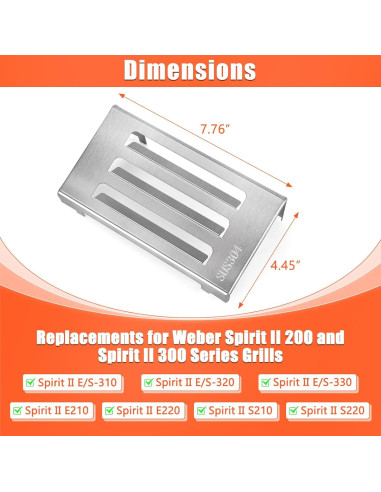 Deflector de Calor QuliMetal 304 Acero Inoxidable para Weber Spirit II