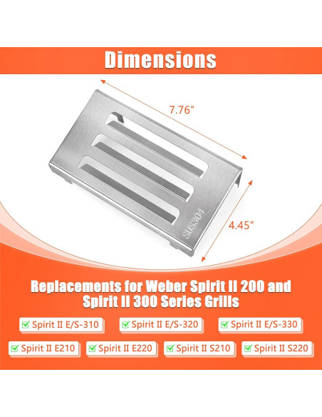Deflector de Calor QuliMetal 304 Acero Inoxidable para Weber Spirit II