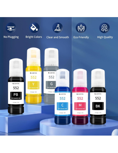 Botella de Tinta 552 GUBFFON 600ml para Impresora EcoTank ET-8550 ET-8500