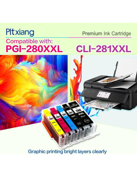 Tinta Compatible Canon PGI-280XXL CLI-281XXL - Paquete 5 Piezas