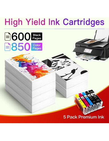 Tinta Compatible Canon PGI-280XXL CLI-281XXL - Paquete 5 Piezas