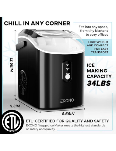 Máquina de Hielo Nugget Sonic Ekono - 15.42 kg/día - Compacta